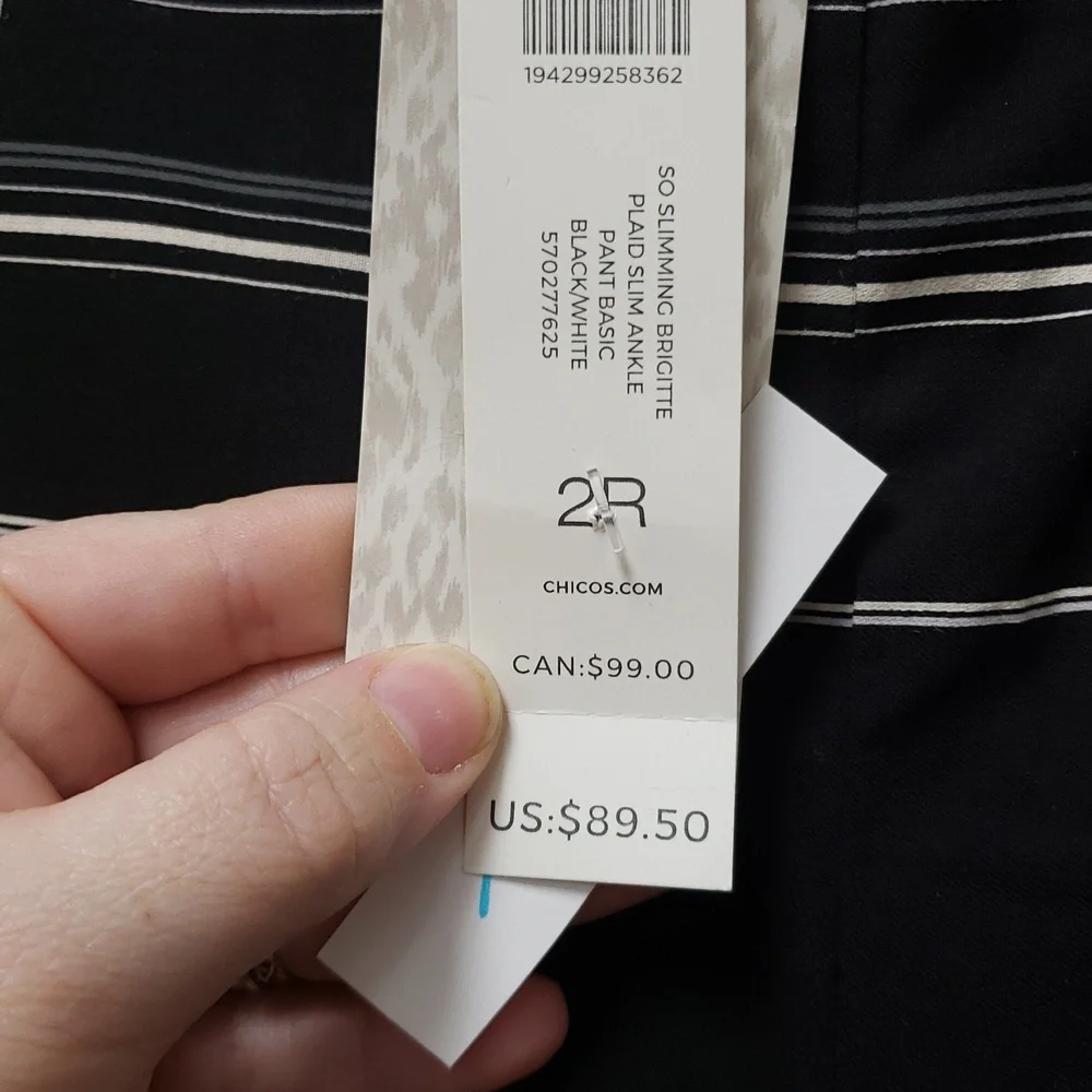 Chicos Black and White Checkered Womens Pants - Picture 2 of 7